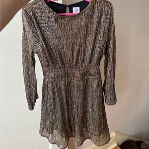 Gap Sparkle Gold Silver Shimmer Holiday Dress Small 6 7